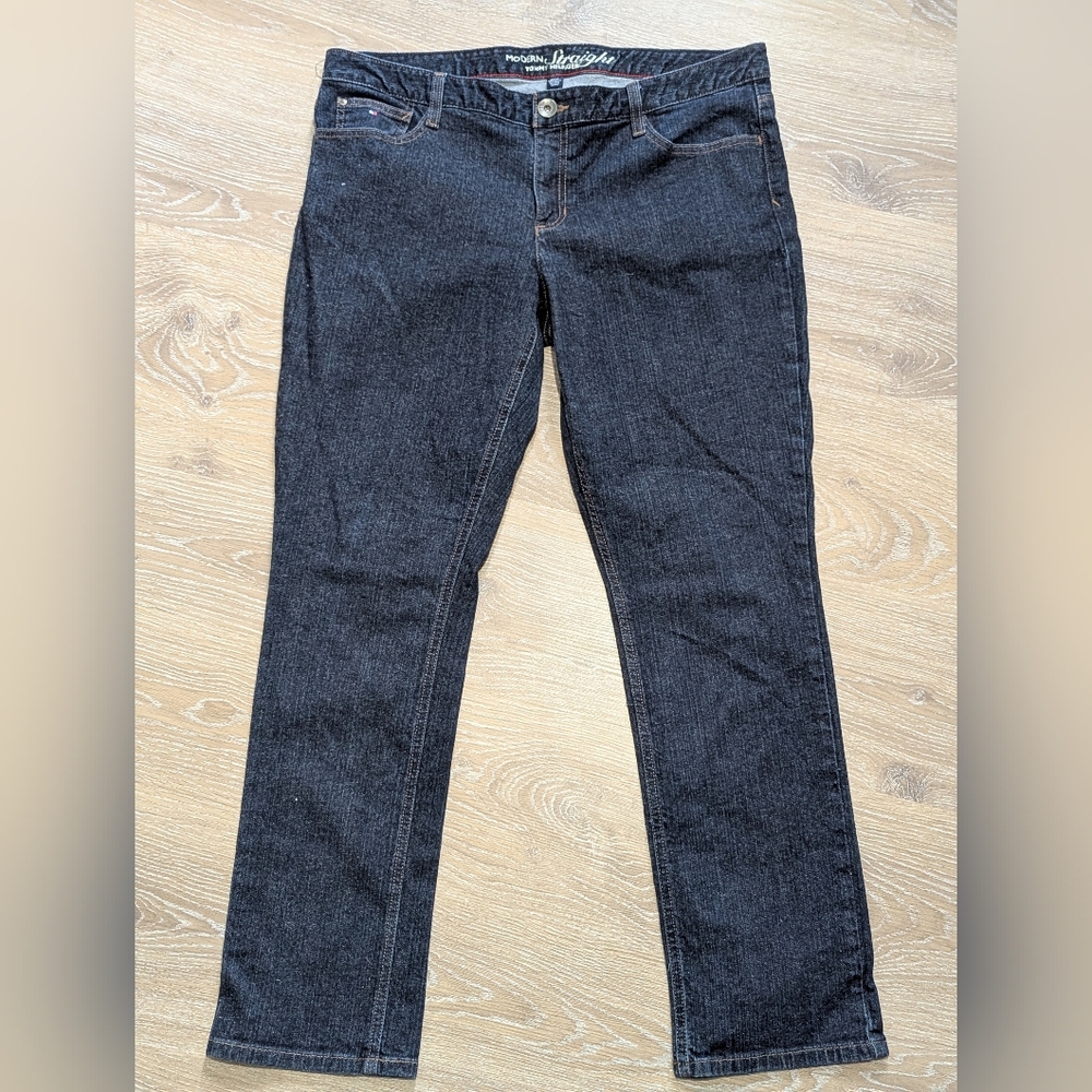 Tommy Hilfiger Modern Straight Stretch Womens 16 Dark Blue Jeans